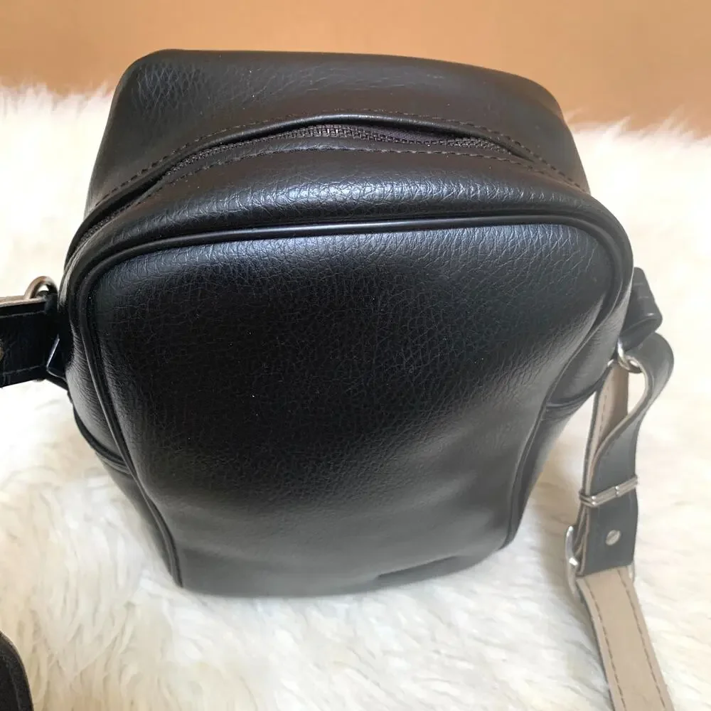 PERRIN Black Faux Leather Vintage NS Convertible Men's Xbody - Made in USA